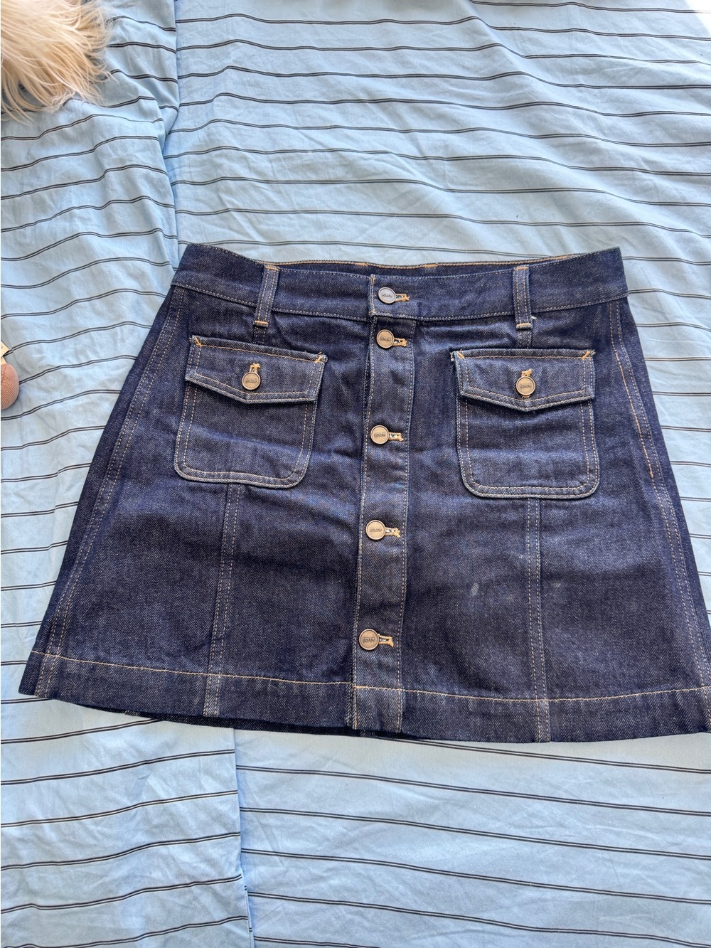 J. Crew Dark Indigo Button-Front Denim Mini Skirt